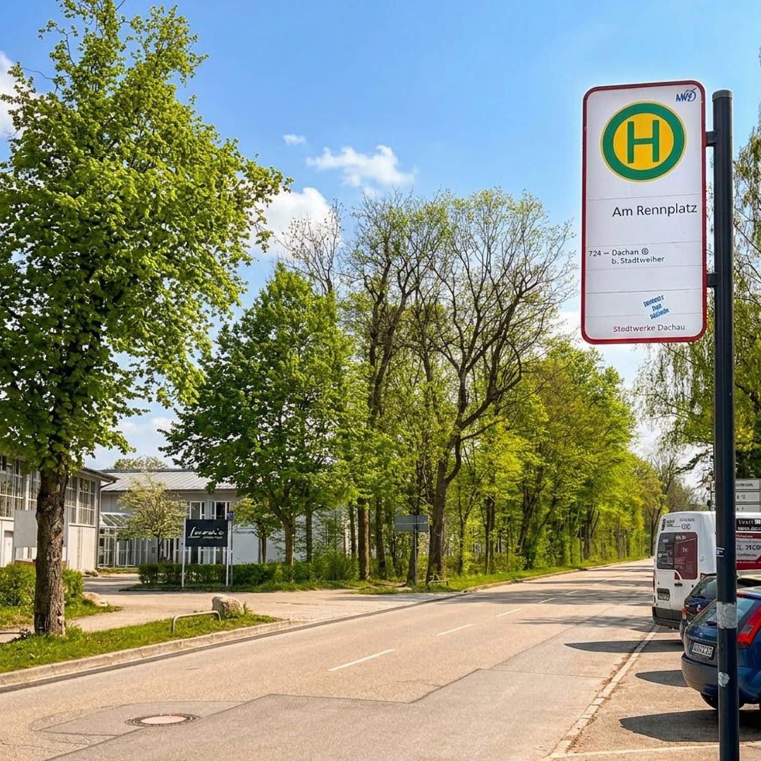 Anfahrt zur JOB Dachau mit dem Bus 724, Haltestelle "Am Rennplatz"